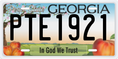 GA license plate PTE1921