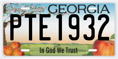 GA license plate PTE1932