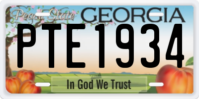 GA license plate PTE1934
