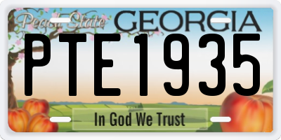 GA license plate PTE1935