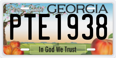 GA license plate PTE1938
