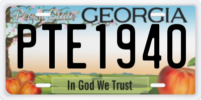 GA license plate PTE1940