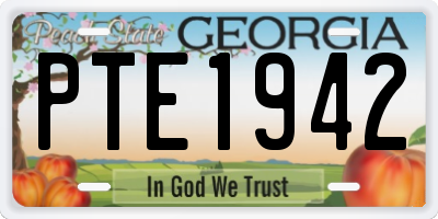 GA license plate PTE1942