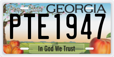 GA license plate PTE1947