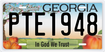 GA license plate PTE1948