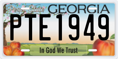 GA license plate PTE1949