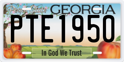 GA license plate PTE1950