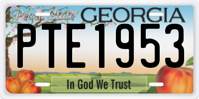 GA license plate PTE1953