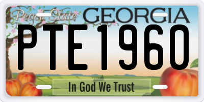 GA license plate PTE1960