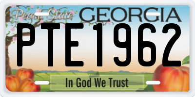 GA license plate PTE1962