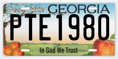 GA license plate PTE1980