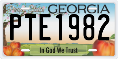 GA license plate PTE1982