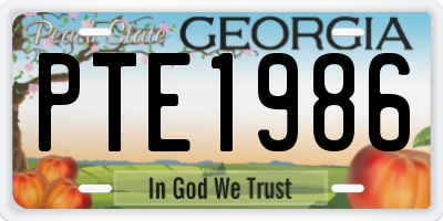 GA license plate PTE1986