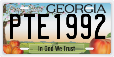GA license plate PTE1992