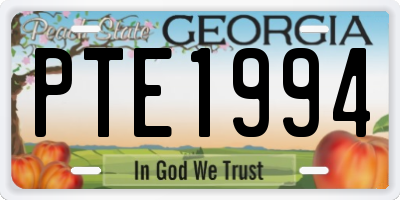 GA license plate PTE1994