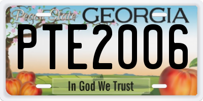 GA license plate PTE2006