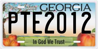 GA license plate PTE2012
