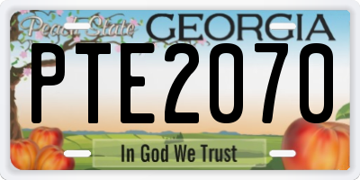 GA license plate PTE2070