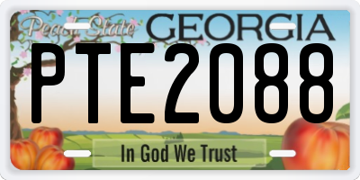 GA license plate PTE2088