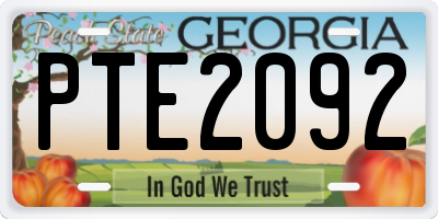 GA license plate PTE2092