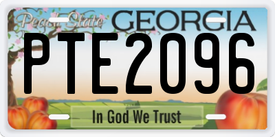 GA license plate PTE2096