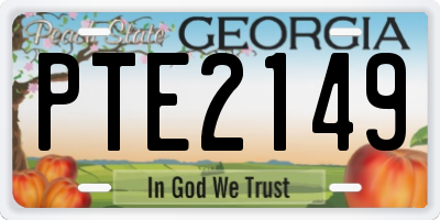 GA license plate PTE2149