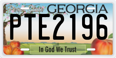 GA license plate PTE2196