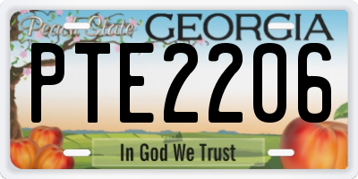 GA license plate PTE2206