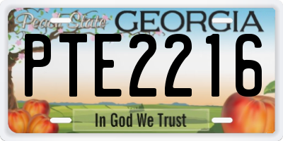 GA license plate PTE2216