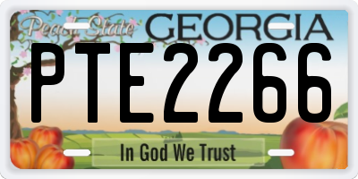 GA license plate PTE2266