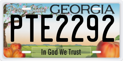 GA license plate PTE2292