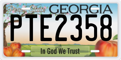 GA license plate PTE2358