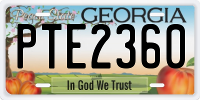 GA license plate PTE2360