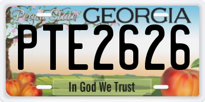 GA license plate PTE2626