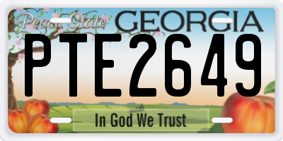 GA license plate PTE2649