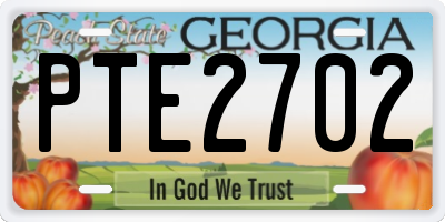 GA license plate PTE2702