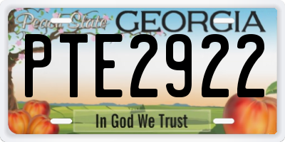 GA license plate PTE2922