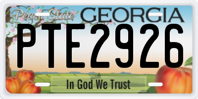 GA license plate PTE2926