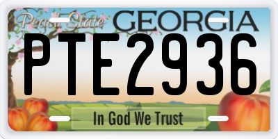 GA license plate PTE2936