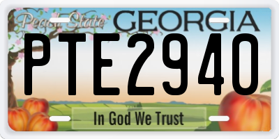 GA license plate PTE2940