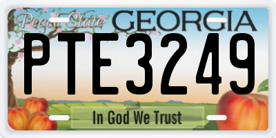 GA license plate PTE3249