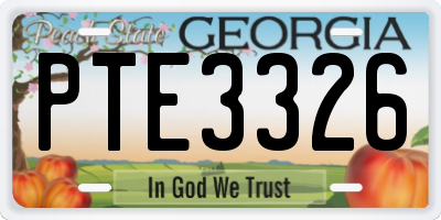 GA license plate PTE3326