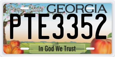 GA license plate PTE3352