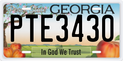 GA license plate PTE3430
