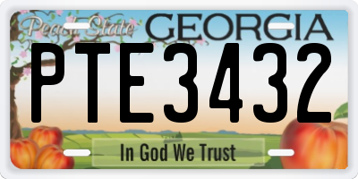 GA license plate PTE3432