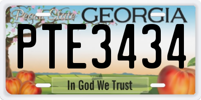 GA license plate PTE3434