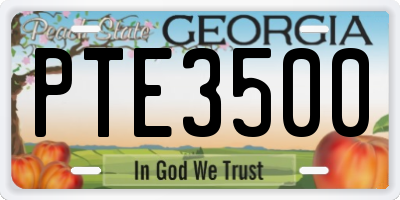 GA license plate PTE3500