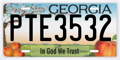 GA license plate PTE3532