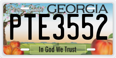 GA license plate PTE3552