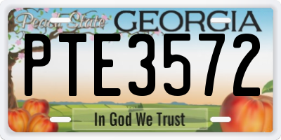 GA license plate PTE3572